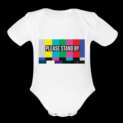 Please Stand By Color Bar Test Pattern - Organic Short Sleeve Baby Bodysuit
