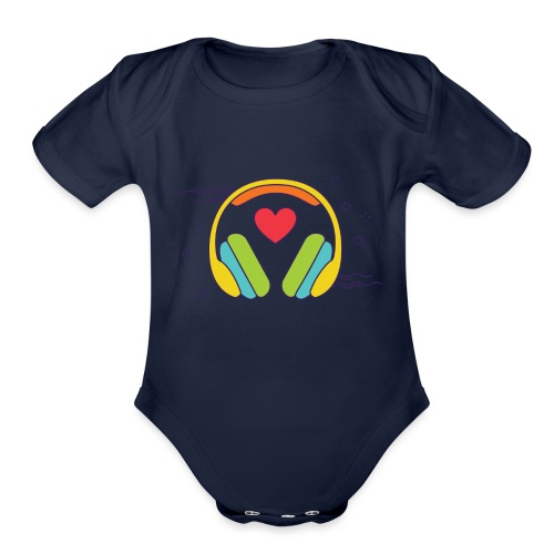 ❤️ + 🎧 - Organic Short Sleeve Baby Bodysuit