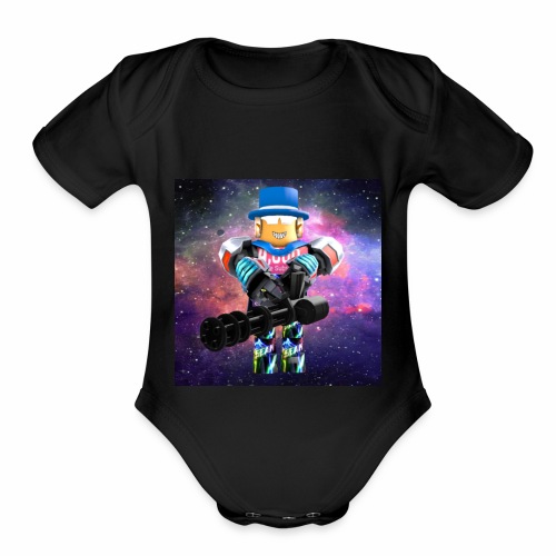sean roblox character with minigun - Organic Short Sleeve Baby Bodysuit