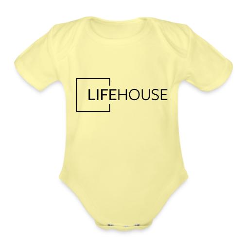 LH Logo Black - Organic Short Sleeve Baby Bodysuit