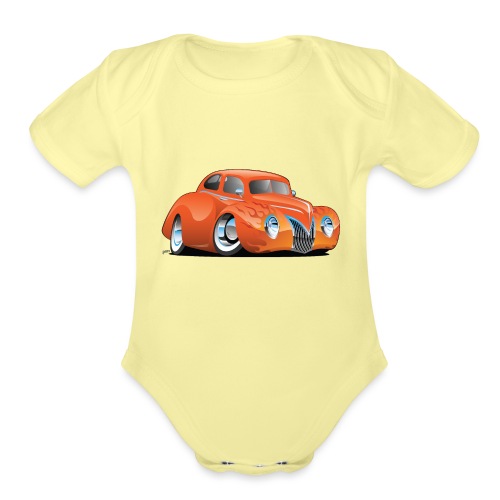 Custom Street Rod Vintage Car Cartoon - Organic Short Sleeve Baby Bodysuit