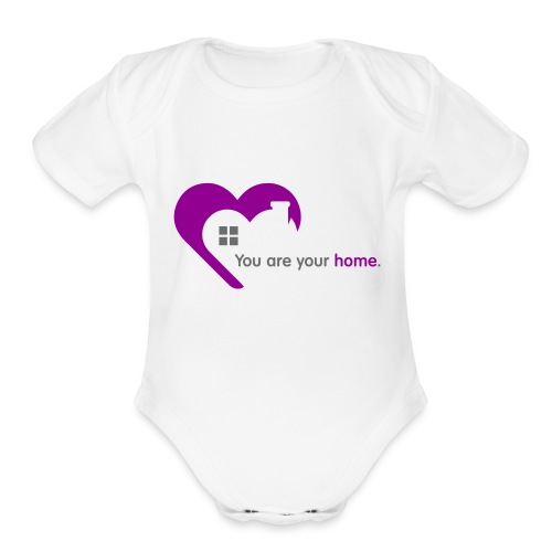 You are your home | Minimal Purple Heart Design - Organic Short Sleeve Baby Bodysuit