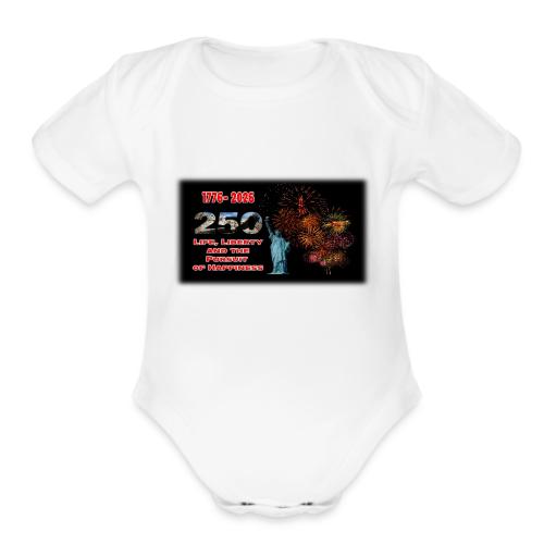 1776 - 2026 - 250 Years USA | Fireworks - Organic Short Sleeve Baby Bodysuit