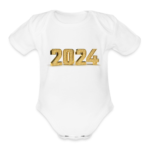 NEW 2024 Gold - Happy New Year! - Organic Short Sleeve Baby Bodysuit