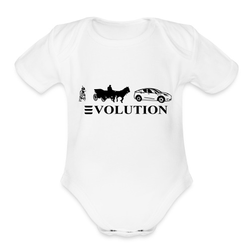 Model Y evolution caveman, horse cap, Tesla Y - Organic Short Sleeve Baby Bodysuit