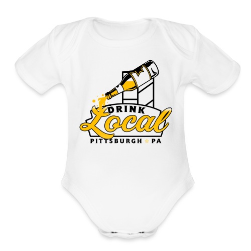 drink local pgh png - Organic Short Sleeve Baby Bodysuit