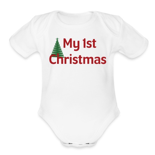 Baby's First Christmas design - Organic Short Sleeve Baby Bodysuit