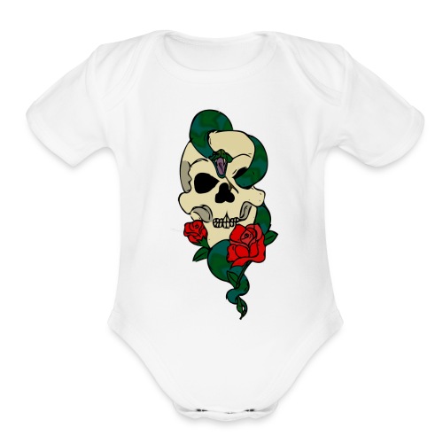 Skull and rose - Organic Short Sleeve Baby Bodysuit