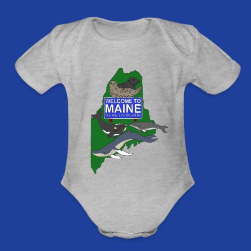 Color Welcome (Front) MMoME.org (Back) - Organic Short Sleeve Baby Bodysuit