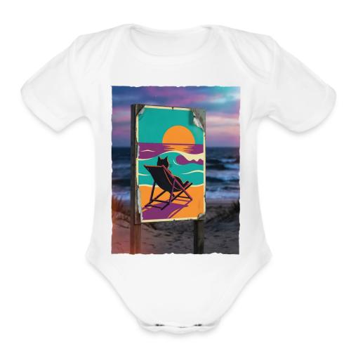 Sunset Cat Sign - Organic Short Sleeve Baby Bodysuit