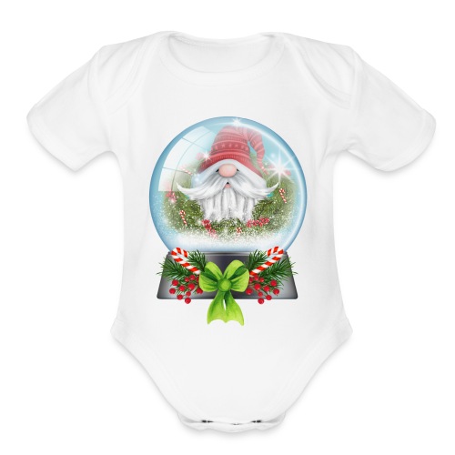 Snow Globe Christmas Santa - Organic Short Sleeve Baby Bodysuit