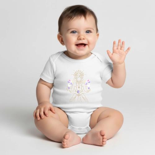 Ancient Butterfly Goddess - Fairytale Design - Organic Short Sleeve Baby Bodysuit