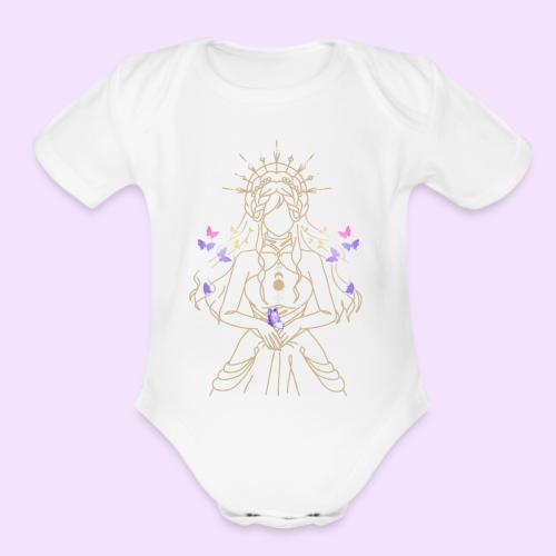 Ancient Butterfly Goddess - Fairytale Design - Organic Short Sleeve Baby Bodysuit