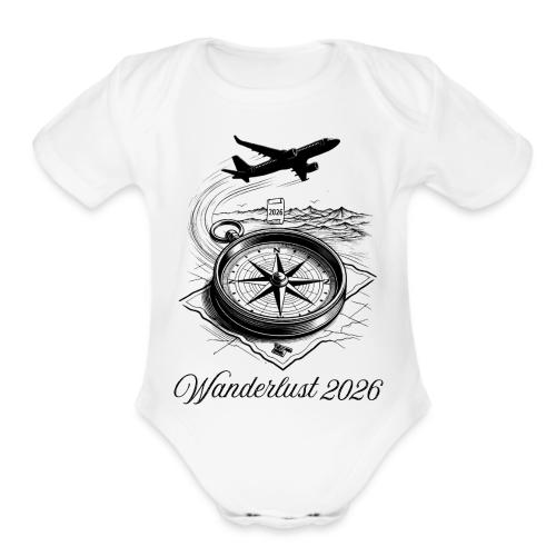 Wanderlust 2026 T-Shirt | Minimalist Travel Plane - Organic Short Sleeve Baby Bodysuit