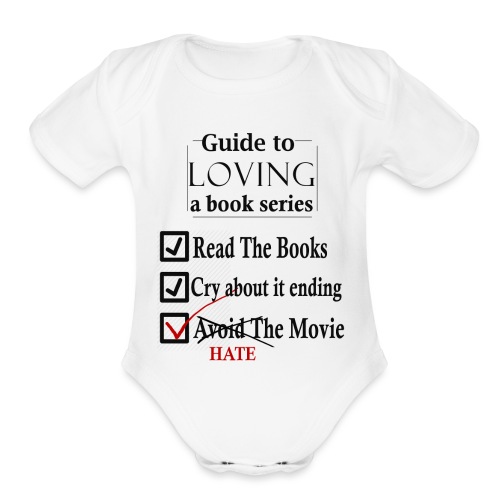 Guide To Loving A Book Series (Black) - Organic Short Sleeve Baby Bodysuit