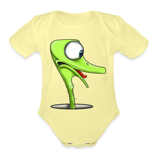 Funny Green Ostrich - Organic Short Sleeve Baby Bodysuit