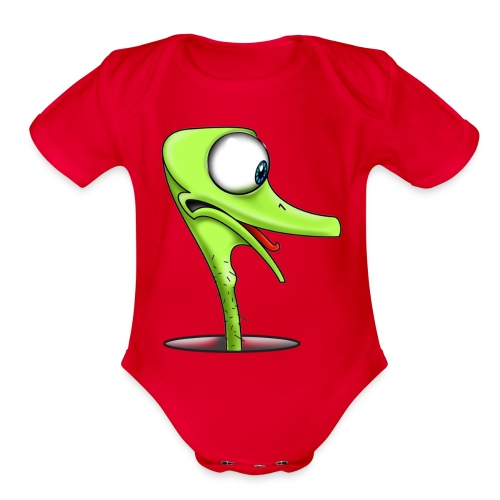 Funny Green Ostrich - Organic Short Sleeve Baby Bodysuit
