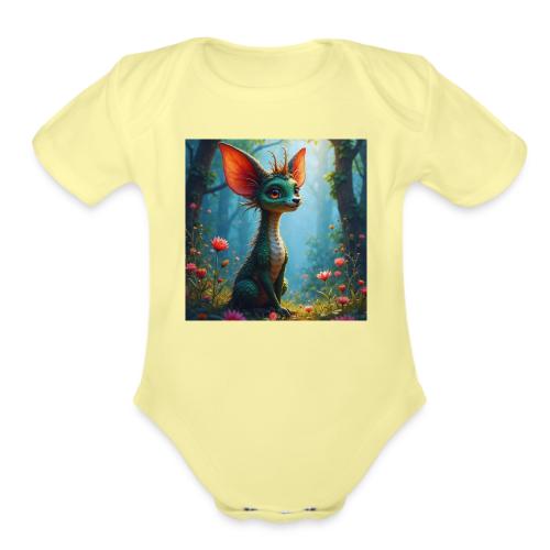 Fantasy Forest Character with Magical Vibe - Organic Short Sleeve Baby Bodysuit