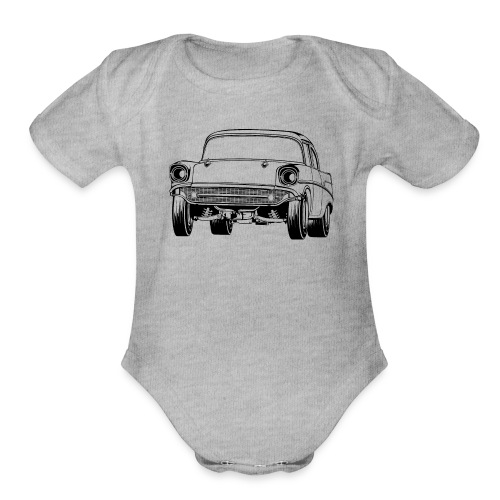 Gasser Up 1957 Chevy Drag Car - Organic Short Sleeve Baby Bodysuit