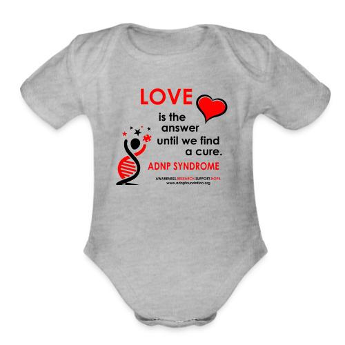 LOVE IS THE ANSWER Red and Black - Organic Short Sleeve Baby Bodysuit