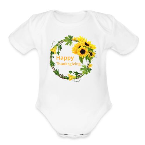 Happy thanksgiving - Organic Short Sleeve Baby Bodysuit