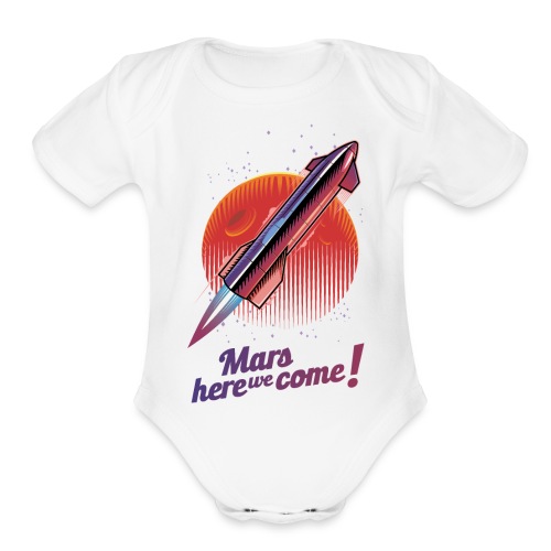 Mars Here We Come - Light - Organic Short Sleeve Baby Bodysuit