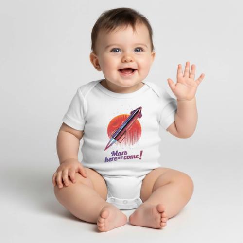 Mars Here We Come - Light - Organic Short Sleeve Baby Bodysuit