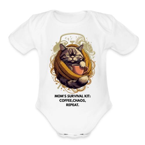 Powered by Sarcasm Cat Tee - Organic Short Sleeve Baby Bodysuit