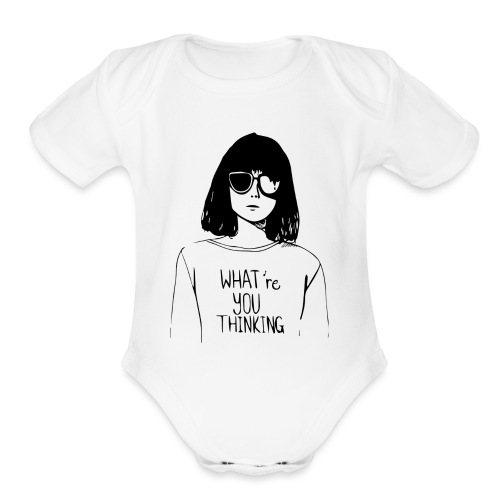 WHAT'RE YOU THINKING - Organic Short Sleeve Baby Bodysuit