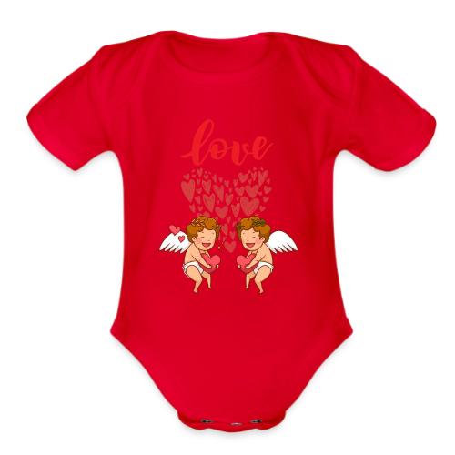 Cupid Love Designs, cupid love angel vibration. - Organic Short Sleeve Baby Bodysuit