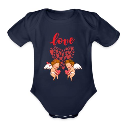 Cupid Love Designs, cupid love angel vibration. - Organic Short Sleeve Baby Bodysuit