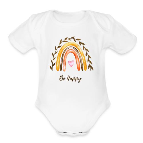 Be happy - Organic Short Sleeve Baby Bodysuit