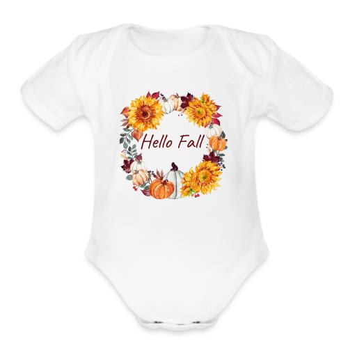 Hello Fall - Organic Short Sleeve Baby Bodysuit