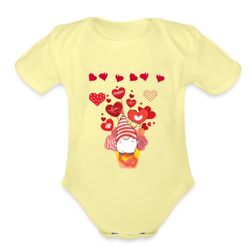 Design wrapped in love hearts, vibrating in love. - Organic Short Sleeve Baby Bodysuit