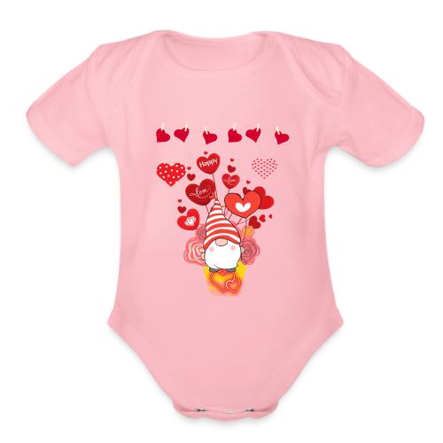 Design wrapped in love hearts, vibrating in love. - Organic Short Sleeve Baby Bodysuit