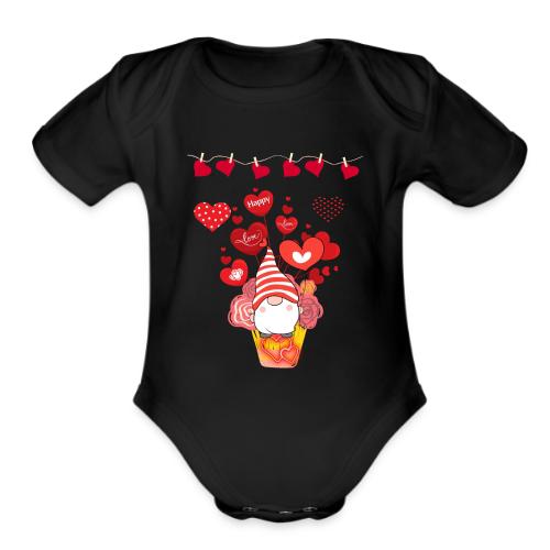 Design wrapped in love hearts, vibrating in love. - Organic Short Sleeve Baby Bodysuit