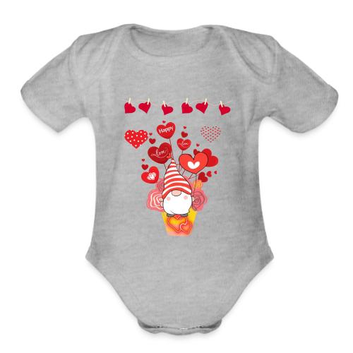 Design wrapped in love hearts, vibrating in love. - Organic Short Sleeve Baby Bodysuit