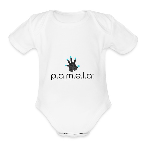 P.A.M.E.L.A. Logo Black - Organic Short Sleeve Baby Bodysuit
