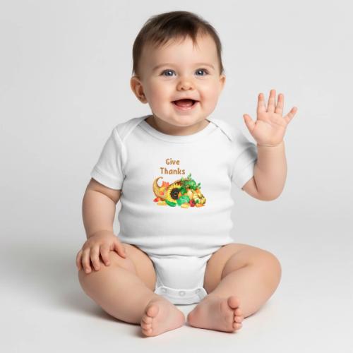 Give thanks - Organic Short Sleeve Baby Bodysuit