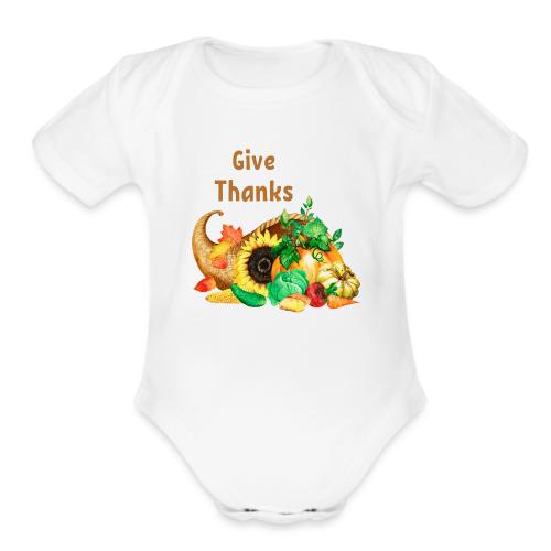 Give thanks - Organic Short Sleeve Baby Bodysuit