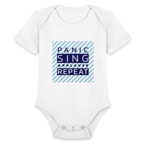 Panic — Sing — Applause — Repeat (duotone) - Organic Short Sleeve Baby Bodysuit