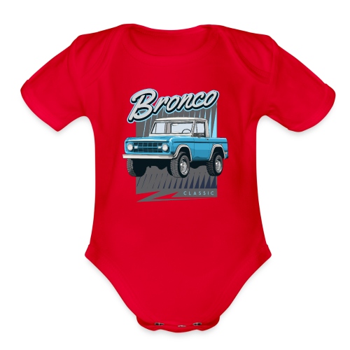 BRONCO Blue Half Cap Truck T-Shirt - Organic Short Sleeve Baby Bodysuit