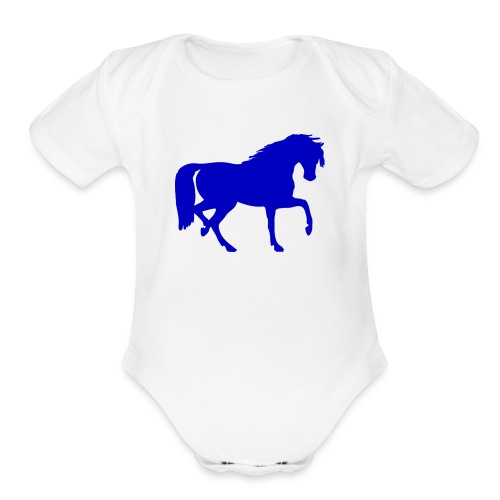 blue horse hoodie - Organic Short Sleeve Baby Bodysuit