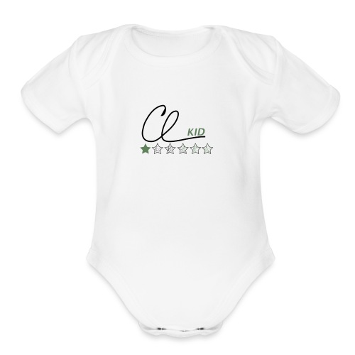 CL KID Logo (Olive) - Organic Short Sleeve Baby Bodysuit
