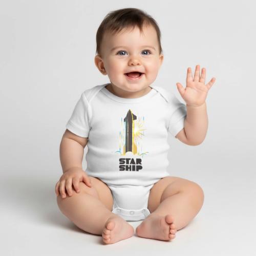 Star Ship Earth - Light - Organic Short Sleeve Baby Bodysuit