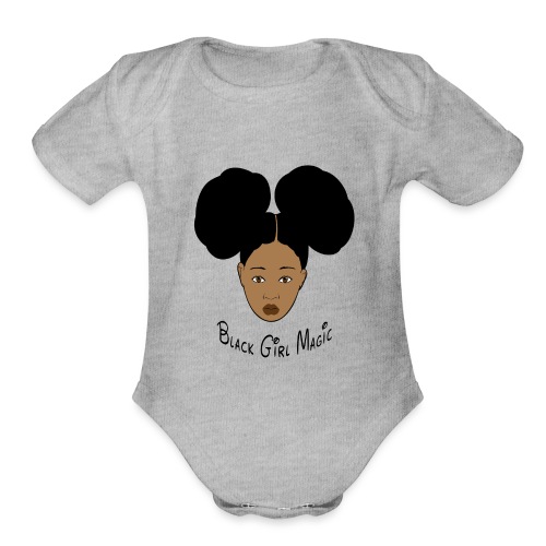 Black Girl Magic Afro Puffs - Organic Short Sleeve Baby Bodysuit