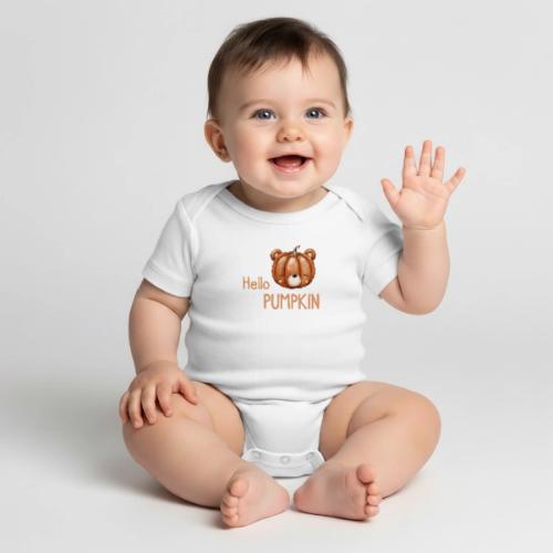 Hello Pumpkin - Organic Short Sleeve Baby Bodysuit