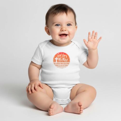 God Loves Me More Shirt – John 3:16 Christian - Organic Short Sleeve Baby Bodysuit