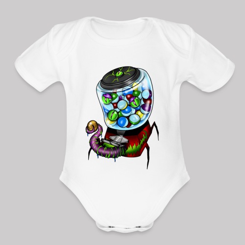 Gumball Monster B - Organic Short Sleeve Baby Bodysuit