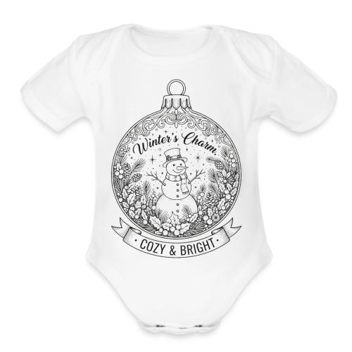 Festive Snowman T-Shirt - Organic Short Sleeve Baby Bodysuit